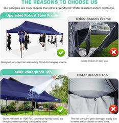 HOTEEL Heavy Duty 10x30 Commercial Tent,Pop up Canopy for Parties,Wedding,Waterproof Gazebos with 8 Sidewalls,Dark Blue