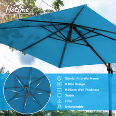 10'x10' Cantilever Umbrella Square Outdoor Patio Umbrella Large Offset Hanging Umbrella Aluminum Umbrella with Base, 360° Rotation, Blue