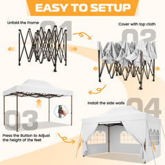 HOTEEL 10'x15' Heavy Duty Canopy Tent for Outside,Commercial Pop Up Gazebo with 4 Waterproof Walls,Hexagonal Frame & Roller Ba,Outdoor Weddings,Parties