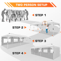 HOTEEL 10x30 Ez Up Pop Up Canopy Tent, Party Tents with One Push Central Button Air Vent, Instant Canopy Tent with Sidewalls & Reflective Strip