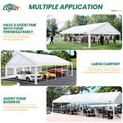 HOTEEL 16'x32' Heavy Duty Party Tent, Wedding Tent, Event Tents, Carport Event Tent with 8 Removable Sidewalls, Outdoor Canopy with Built-in Sandbag, UV50+, Big Tent For Party, Waterproof, White