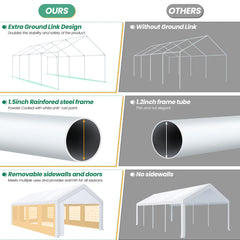 COBIZI 13‘x26’ Party Tent, Heavy-Duty Waterproof Outdoor White Gazebo, Event Canopy, Wedding Tarp, Suitable for Parties, BBQs, Commercial Use, with Removable Side Wall Windows