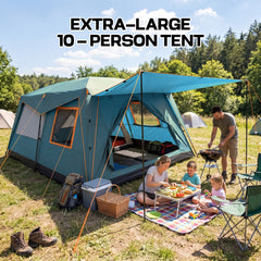 COBIZI 10 Person Camping Tent, Instant Setup 3 Minutes Large Family Tent with Removable Awning, Waterproof 2 Room Tent with UV Protection & Windproof, Spacious Portable Cabin Tent for Camping, Hiking, Family Trips, Backyard