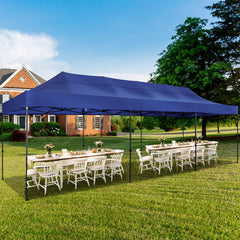 HOTEEL 10x30 Pop Up Canopy, Heavy Duty Canopy UPF 50+ All Season Wind Waterproof Commercial Outdoor Wedding Party Tents Gazebo with Roller Bag, Dark Blue