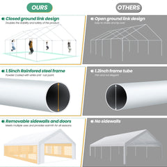 COBIZI 20’ x 30’ Heavy-Duty Party Tent with 6 Removable Side Walls and 4 Built-In Sandbags, Commercial Wedding Large Tent, UV50+ Waterproof