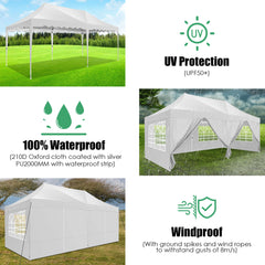 HOTEEL Canopy 10'x20' Pop Up Canopy Tent Heavy Duty Waterproof Adjustable Commercial Instant Canopy Outdoor Party Canopy Parties,Wedding,Outside Patio,Event,Backyard,White