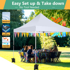 Hoteel 10x10 Pop Up Canopy Tent with 3 Sidewalls, Outdoor Canopy Tent Waterproof Pop Up Backyard Canopy Portable Party Commercial Instant Canopy Shelter Tent Gazebo for Wedding Camping, White