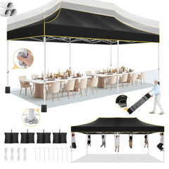HOTEEL 10'x20' Heavy Duty Pop Up Canopy Tent,Commercial Open Air Gazebo,Hexagonal Frame & Roller Bag,Outdoor Weddings, Parties, Events (Gray)