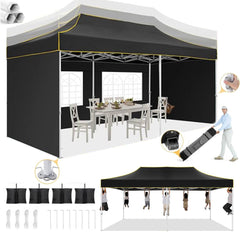 HOTEEL 10'x20' Heavy Duty Pop Up Canopy Tent,Commercial Open Air Gazebo,Hexagonal Frame & Roller Bag,Outdoor Weddings, Parties, Events (Gray)