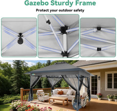 COBIZI 10‘x15’ Pop-Up Gazebo - Outdoor pop-up sunshade canopy tent, patio gazebo, shade canopy - Mesh tent with portable storage bag, suitable for camping, garden, terrace, backyard