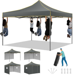 HOTEEL 10x10 Pop Up Canopy Outdoor Shade, Easy Up Sun Shelter with One Person Set Up Center Lock, Commercial Instant Canopy Tent, Portable Instant Camping Beach Canopy Tents for Parties, Beach