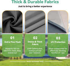 COBIZI 10‘x15’ Pop-Up Gazebo - Outdoor pop-up sunshade canopy tent, patio gazebo, shade canopy - Mesh tent with portable storage bag, suitable for camping, garden, terrace, backyard