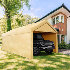 COBIZI Carport, 10'x 20' Heavy Duty Carport with Roll-up Ventilated Windows, Portable Garage with Removable Sidewalls & Doors for Car