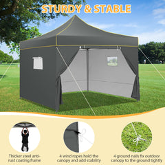 HOTEEL Canopy Tent 10x10 Pop Up Canopy, Outdoor Easy Up Canopy With Sidewalls, Portable Event Tent for Backyard, Parties, Camping, Commercial