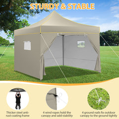 HOTEEL Canopy Tent 10x10 Pop Up Canopy, Outdoor Easy Up Canopy With Sidewalls, Portable Event Tent for Backyard, Parties, Camping, Commercial