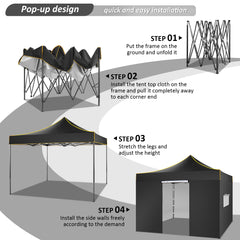 HOTEEL Canopy Tent 10x10 Pop Up Canopy,Outdoor Easy Up Canopy With Sidewalls,Portable Event Tent for Backyard,Parties,Camping,Commercial,Black