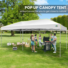 10x20 Pop up Canopy Tent Easy up Canopy for Outside Instant Portable Waterproof Party Canopy Tent for Summer Beach Garden Party Camping Outside with Air Vent,Reflective Strip,4 Sandbags