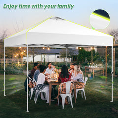 Hoteel Canopy 10x10 Pop Up Canopy Tent 1-Button Push Easy up Outdoor Canopy Instant Portable Commercial Shelter Waterproof UPF50+ Gazebo with Reflective Strip, Air Vent & 4 Sandbags, White