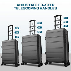 HOTEEL 3-Piece ABS+PC Hardshell Luggage Set,Expandable Travel Suitcases with TSA Lock & Silent Spinner Wheels (20/24/28", Black)