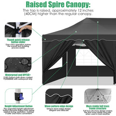 HOTEEL 10x20 Pop up Canopy Tent Commercial Instant Canopy with 6 Sidewalls & Roller Bag, UPF 50+ All Season Portable Tent for Parties Beach Camping Party Event Shelter Sun Shade