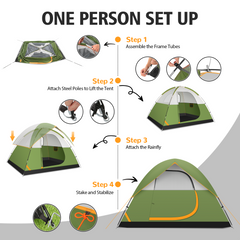 HOTEEL 4 Person Tent for Camping, Easy Setup Camping Tent with Rainfly & Screen Windows for Camping/Traveling/Family Gathering/Hiking/Beach