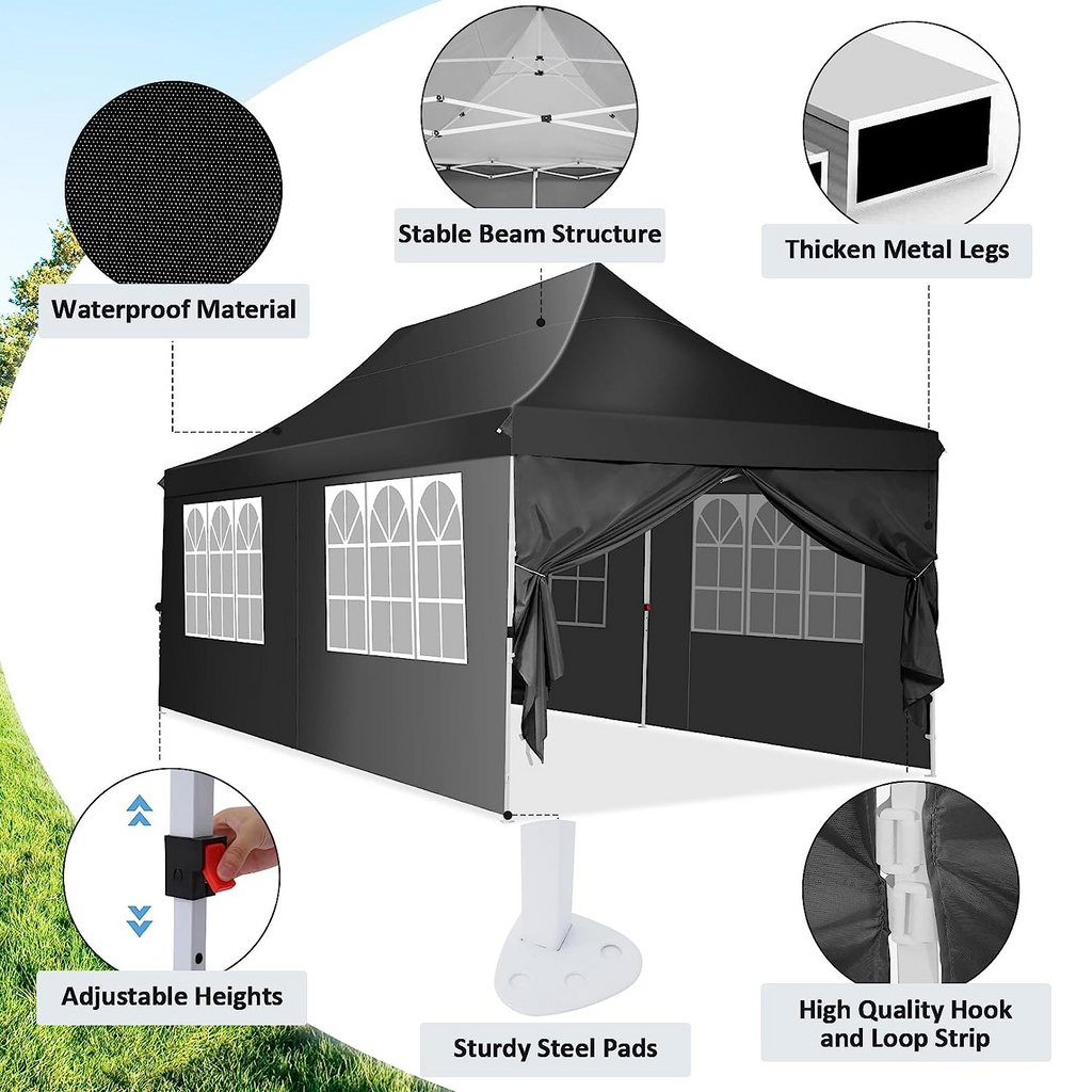 COBIZI 10x20 Pop Up Waterproof Party Tent Canopy with 6 Removable Side