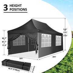 COBIZI Pop Up Canopy Grand abri de tente de fête 10'x20' avec 6 parois latérales