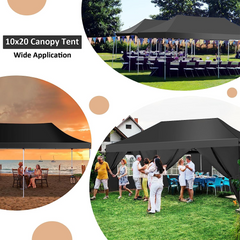 COBIZI Pop Up Canopy Grand abri de tente de fête 10'x20' avec 6 parois latérales