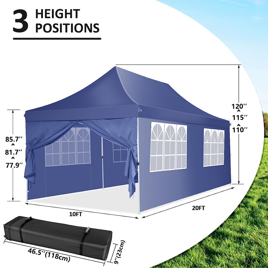 COBIZI 10x20 Pop Up Waterproof Party Tent Canopy with 6 Removable Side