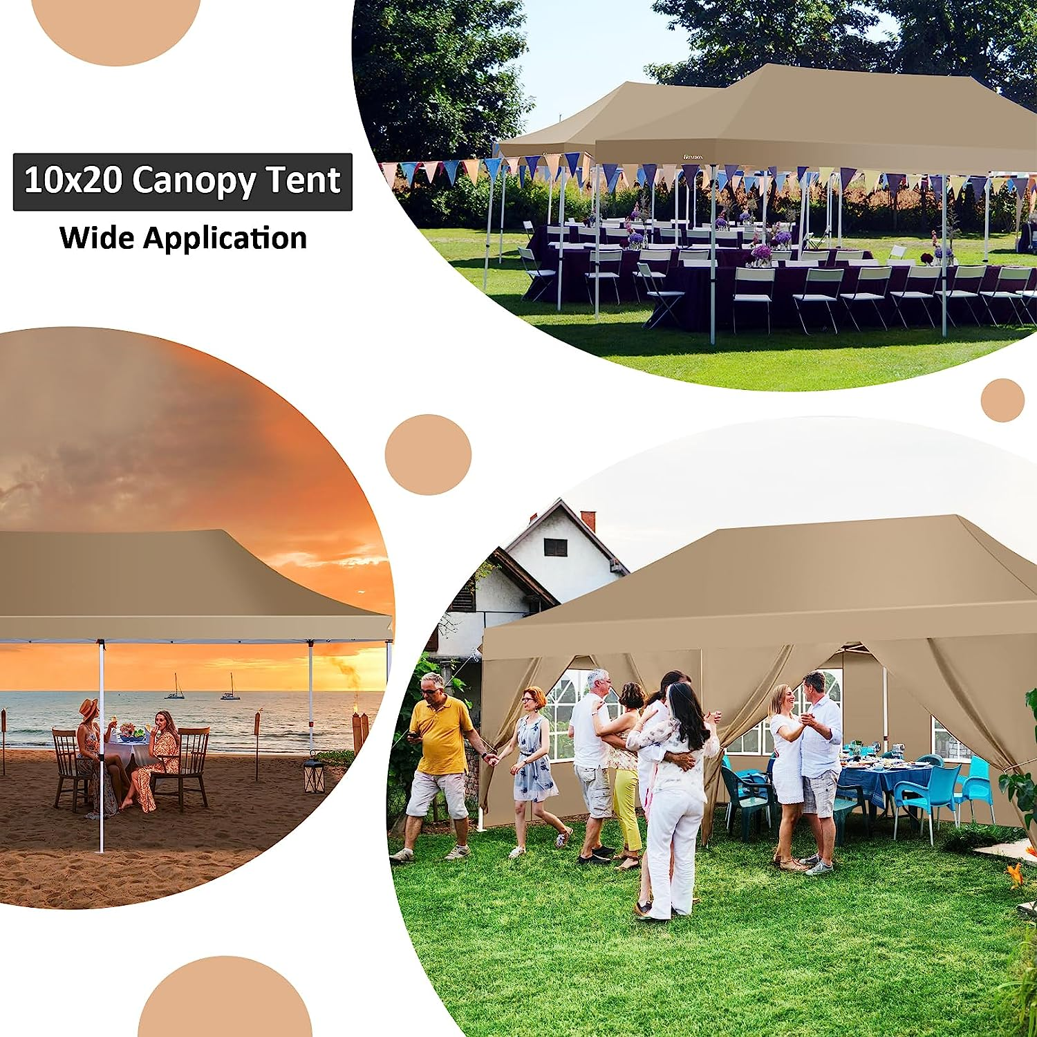 COBIZI 10x20 Pop Up Waterproof Party Tent Canopy with 6 Removable Side