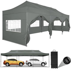 YUEBO 10'x30' Heavy Duty Pop Up Canopy Tent Outdoor Shelter Instant Commercial Tent with 8 Removable Sidewalls