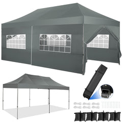 YUEBO 10'x20' Canopy Heavy Duty Pop Up Canopy Tent Outdoor Gazebo Shelter Portable Instant Commercial Tent with 6 Removable Sidewalls