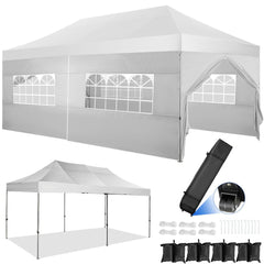 YUEBO 10'x20' Canopy Heavy Duty Pop Up Canopy Tent Outdoor Gazebo Shelter Portable Instant Commercial Tent with 6 Removable Sidewalls