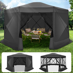 Hoteel 15x15 Camping Gazebo Tent 8 Sided Pop-up Canopy Screen Tent with Netting for Camping, Waterproof, UV Resistant, Ez Set-up Party Tent with Carrying Bag