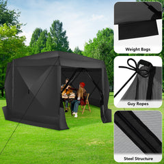 Hoteel 15x15 Camping Gazebo Tent 8 Sided Pop-up Canopy Screen Tent with Netting for Camping, Waterproof, UV Resistant, Ez Set-up Party Tent with Carrying Bag