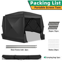 Hoteel 15x15 Camping Gazebo Tent 8 Sided Pop-up Canopy Screen Tent with Netting for Camping, Waterproof, UV Resistant, Ez Set-up Party Tent with Carrying Bag