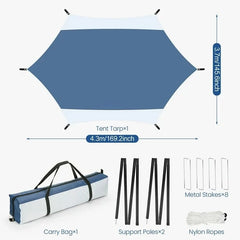 COBIZI 12x14FT Camping Tarp Waterproof Hammock Rain Fly UV UPF50+ Tent Tarp for Under Tent,Outdoor,Traveling, Hilking and Backpacking Trips, Blue & White