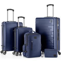 Hoteel 3 Piece Carry-on Luggage Set with Backpack & Toiletry Bag,PC+ABS Durable Suitcase with Built-in TSA Lock&Spinner Wheels for Business Travel Vacation,Black