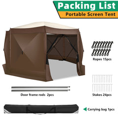 Hoteel 15x15 Camping Gazebo Tent 8 Sided Pop-up Canopy Screen Tent with Netting for Camping, Waterproof, UV Resistant, Ez Set-up Party Tent with Carrying Bag