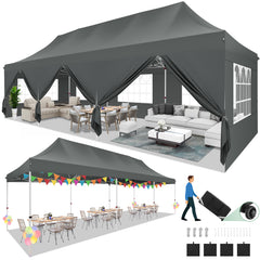 Hoteel 10x30 Pop up Canopy, Pop up Party Tent with 6 Removable Sidewalls, Outdoor Event Gazebo, Commercial Canopy Tents for Parties Wedding