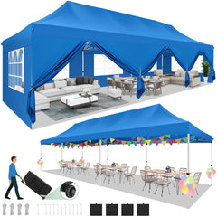 Hoteel 10x30 Pop up Canopy, Pop up Party Tent with 6 Removable Sidewalls, Outdoor Event Gazebo, Commercial Canopy Tents for Parties Wedding