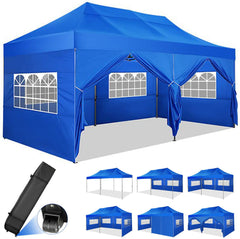 YUEBO 10x20 Pop up Heavy Duty Canopy with 6 Sidewalls, Waterproof Commercial Tent Canopy, Outdoor Gazebo for Wedding Party with Wheeled Bag
