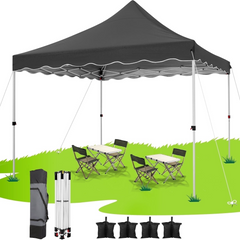 HOTEEL 10x10 Pop Up Canopy Outdoor Shade, Easy Up Sun Shelter with One Person Set Up Center Lock, Commercial Instant Canopy Tent, Portable Instant Camping Beach Canopy Tents for Parties, Beach, White