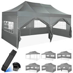 YUEBO 10x20 Pop up Heavy Duty Canopy with 6 Sidewalls, Waterproof Commercial Tent Canopy, Outdoor Gazebo for Wedding Party with Wheeled Bag