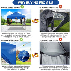 HOTEEL 10x10 Pop Up Canopy with 4 Sidewall,Heavy Duty Canopy UPF 50+ All Season Wind Waterproof Commercial Outdoor Wedding Party Tents for Parties Canopy Gazebo with Roller Bag(10 x 10 ft Blue)