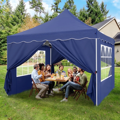 HOTEEL 10x10 Pop Up Canopy , UPF 50+ Easy Setup Canopy Tent Waterproof Outdoor Instant Portable Shelter with 4 Removable Sidewalls, Sandbags, Stakes & Ropes for Party, Events, Vendor, Khaki