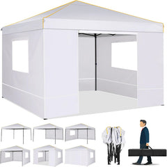 YUEBO 10' x 10' Outdoor Canopy Party Tent EZ Pop Up Canopy Portable Commercial Instant Canopy Shelter Tent Waterproof Gazebo with 4 Sidewalls