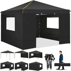 YUEBO 10' x 10' Outdoor Canopy Party Tent EZ Pop Up Canopy Portable Commercial Instant Canopy Shelter Tent Waterproof Gazebo with 4 Sidewalls