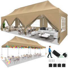 Hoteel 10x30 Pop up Canopy, Pop up Party Tent with 6 Removable Sidewalls, Outdoor Event Gazebo, Commercial Canopy Tents for Parties Wedding