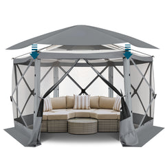 Hoteel 12x12ft Outdoor Pop-up Gazebo Screen Tent Screen House with 6 Sidewalls and Mosquito Netting, Waterproof, UV Resistant,Portable Carry Bag, for Outdoor Camping, Lawn and Backyard